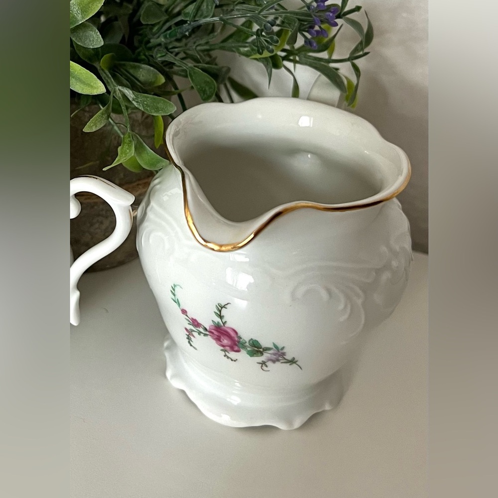 Vintage Royal Kent Collection Poland TM China Bavarian Rose Tea Pot Set Creamer